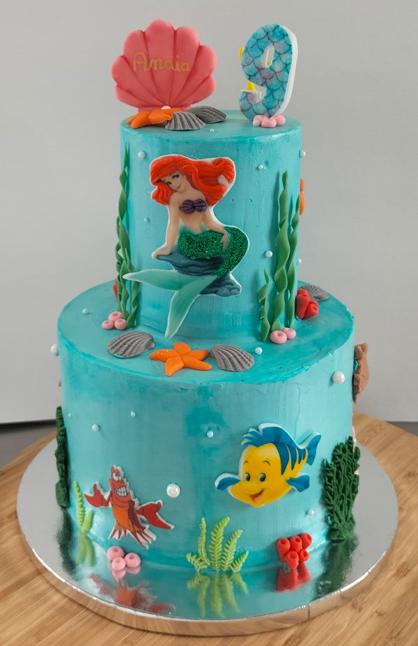 Cake design sur le thème "La petite sirène" par Patis'Sève à Tarnos