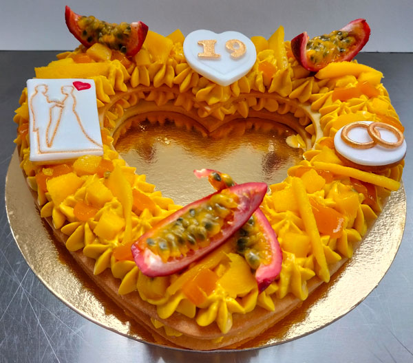 Number cake en forme de Cœur "fiançailles" par Patis'Sève à Tarnos