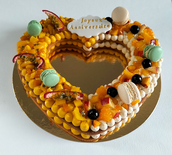Number cake en forme de cœur par Patis'Sève à Tarnos